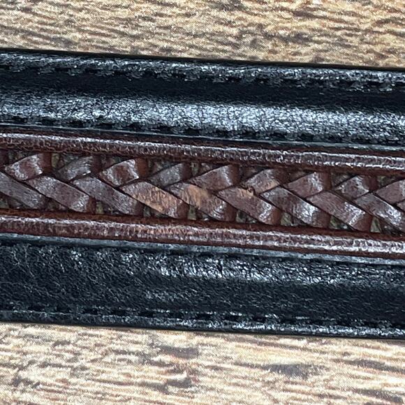 Onyx by Brighton Pinon Hills Inlay Lace Braided Leather Belt Black Brown Size 36 - Picture 7 of 12